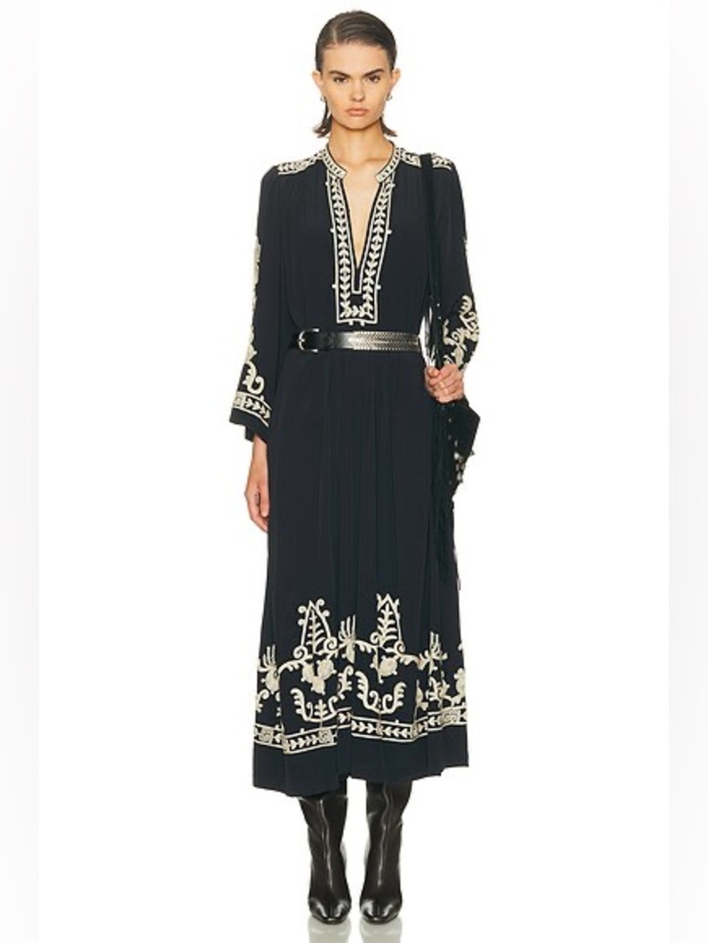 Isabel Marant Étoile Feliana Embroidered Midi Dress Size FR 40 (US 8) - Picture 1 of 16